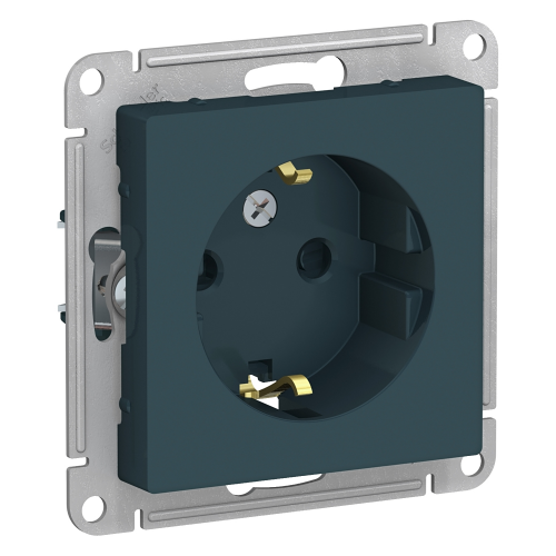  Atlasdesign Розетка с заземлением со шторками, 16А, механизм, Изумруд Schneider Electric ATN000845
