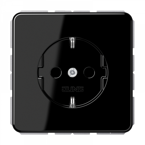  CD 500/CD plus Черный Розетка с/з для установки под откидную крышку, размер 50х50, винт зажим Jung CD121SW
