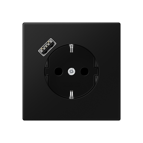  матовый чёрный графит Розетка SCHUKO® с USB-интерфейсом с 1 USB-портом типа A LS серия LS1520-18ASWM