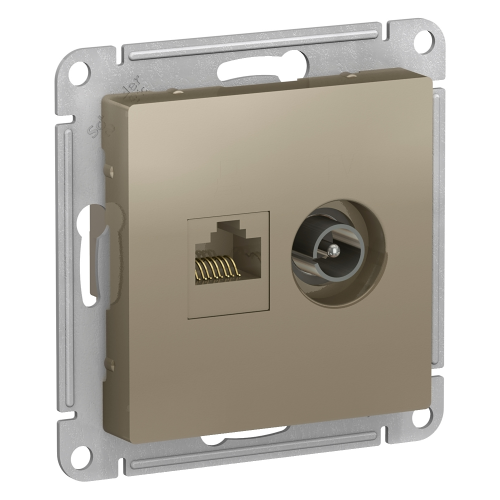  Atlasdesign Розетка двойная ТВ + компьютерная RJ45, кат. 5Е, Шампань Schneider Electric ATN000589