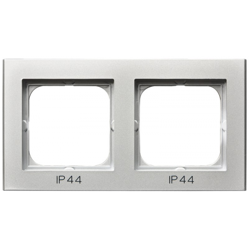  Рамка Ospel Sonata Серебро матовое 2-постовая для выключатель IP-44 RH-2R/38
