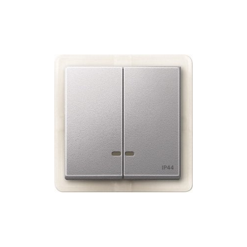  Две клавиши с окош.для свет.инд.IP 44 алюминий Merten MTN3424-0460