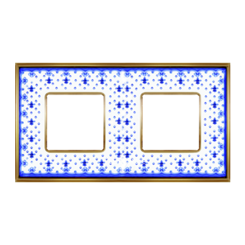  Рамка Vintage Porcelain Blue LYS / Золото 2-постовая Fede FD01342AZOB