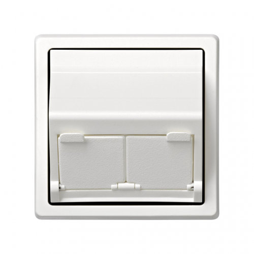  Адаптер на 2 коннектора RJ45 (KEYSTONE, AMP, Brand-Rex, KRONE), наклонное подключение, Simon 73 Loft, бел 73086-60