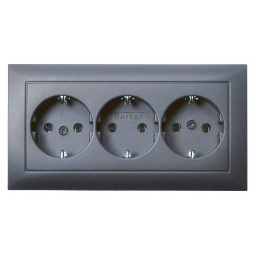  Тройная штепсельная розетка SCHUKO, S.1, цвет: антрацитовый Berker 47661949