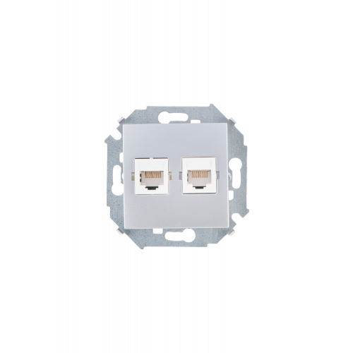  Розетка компьютерная двойная RJ45 кат.5е, Systimax, алюминий Simon 15 1591593-033