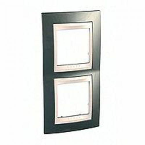  Рамка Unica Хамелеон шампань / Бежевый 2-постовая вертикальная Schneider Electric MGU6.004V.524