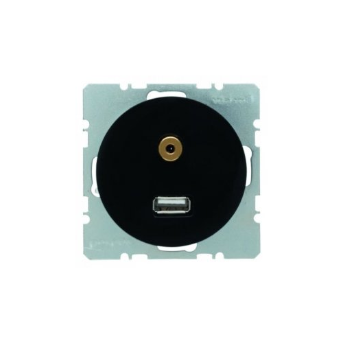  Розетка USB/3,5 MM AUDIO, черная, с блеском R.1/R.3 Berker 3315392045