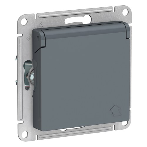  Atlasdesign Розетка с заземл. со шторками с крышк, 16А, IP20, механизм, Грифель Schneider Electric ATN000746