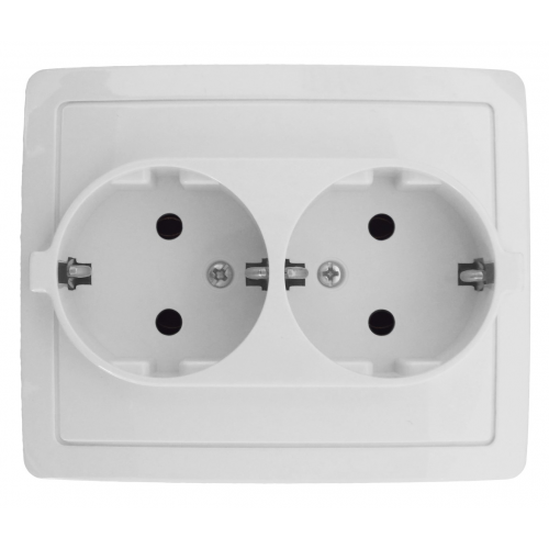  Розетка двойная с заземлением Schuko, винтовой зажим, 16А 250В, белый Simon 15 1590456-030
