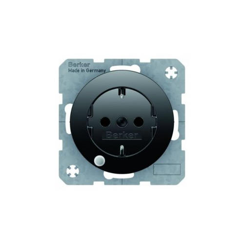  Штепсельная розетка SCHUKO с контрольным LED, черная, с блеском R.1/R.3 Berker 41102045