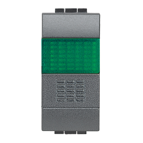  Кнопка 10А, 1P-NО + индикатор с зелёным рассеивателем Bticino L4038V