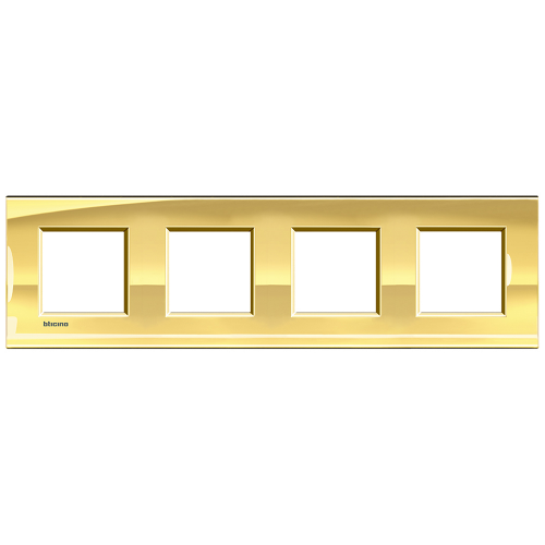  Рамка LivingLight Квадрат Золото 2+2+2+2 модуля Bticino LNA4802M4OA