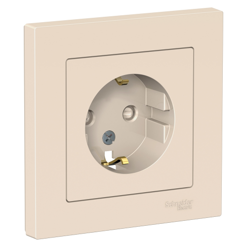  Atlasdesign Розетка с заземлением со шторками, 16А, в сборе, Бежевый Schneider Electric ATN000244