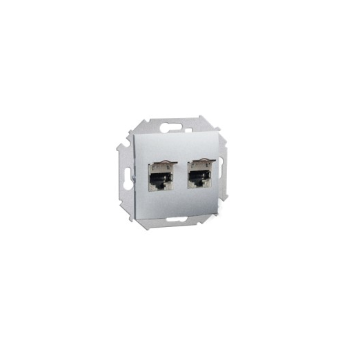  Розетка компьютерная двойная RJ45 кат.6а (АМР, FTP), алюминий Simon 15 1591564-033