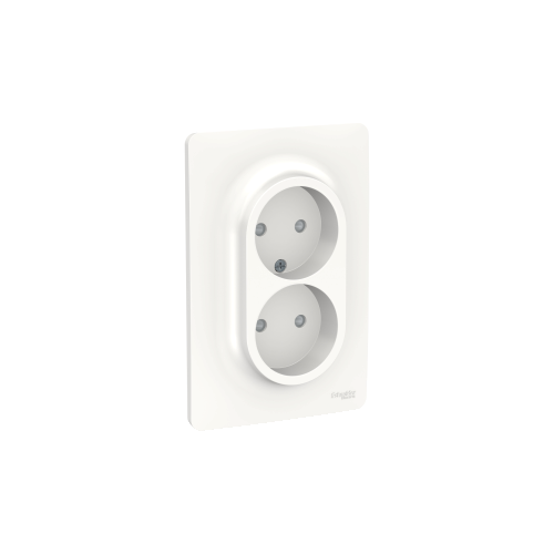  Розетка двойная, со шторками, без заземления, винт. зажим., Белый Schneider Electric NU206318