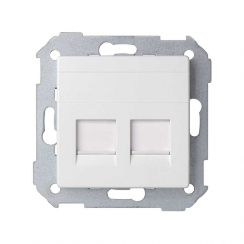  Адаптер со шторками на 2 коннектора UTP (RJ45), SYSTIMAX, S82 Detail, алюминий Simon 82009-30
