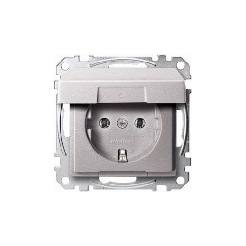 Механизм розетки SCHUKO с крышкой алюминий Merten MTN2311-0460