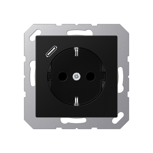  матовый чёрный графит Розетка SCHUKO® с 1 USB-портом типа С Jung A серия A1520-18CSWM