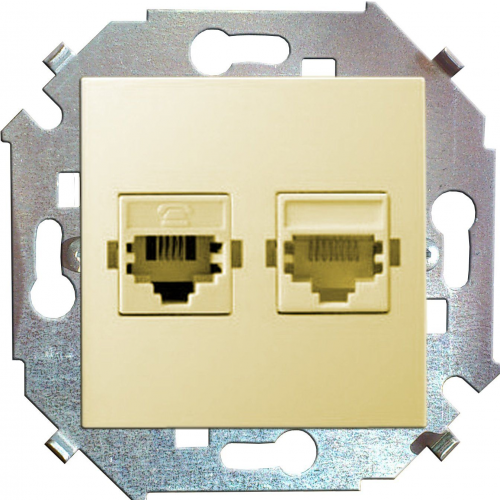  Розетка телефонная двойная RJ11, винтовой зажим, слоновая кость Simon 15 1591589-031