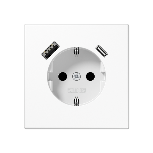  белая Розетка SCHUKO® с USB-интерфейсом с 1 гнездо USB типа A и 1 гнездо USB типа C LS серия LS1520-15CAWW