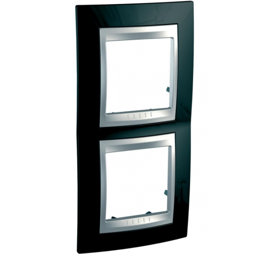  Рамка Unica Top Родий / Алюминий 2-постовая вертикальная Schneider Electric MGU66.004V.093