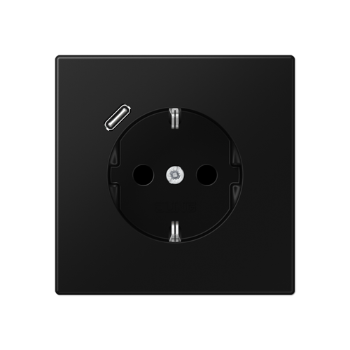  матовый чёрный графит Розетка SCHUKO® с USB-интерфейсом с 1 USB-портом типа A LS серия LS1520-18CSWM
