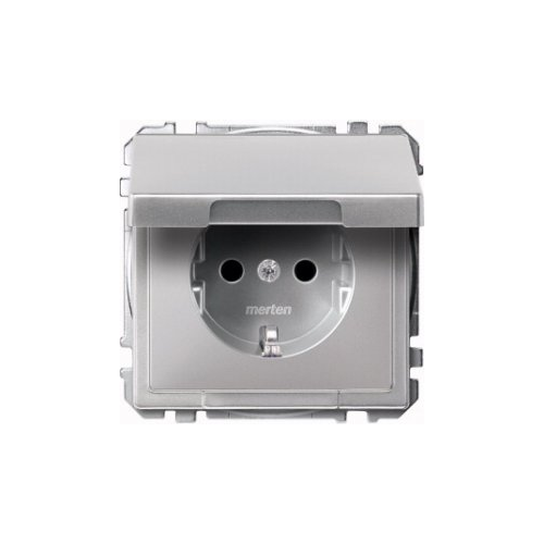  Механизм розетки SCHUKO с крышкой, алюминий Merten MTN2310-4060