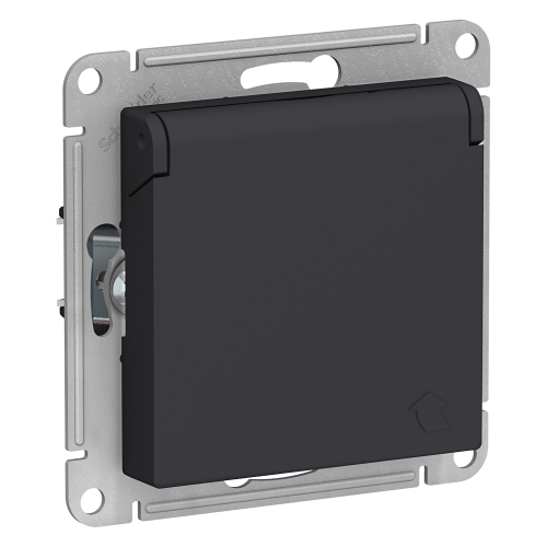  Atlasdesign Розетка с заземл. со шторками с крышкой, 16А, IP20, механизм, Карбон Schneider Electric ATN001046
