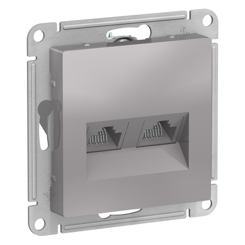  Atlasdesign Розетка двойная компьютерная RJ45+RJ45, кат.5E, механизм, Алюминий Schneider Electric ATN000385