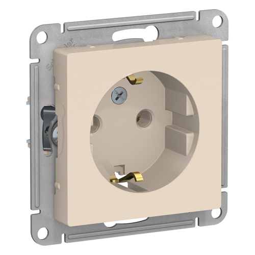  Atlasdesign Розетка с заземлением, 16А, механизм, Бежевый Schneider Electric ATN000243