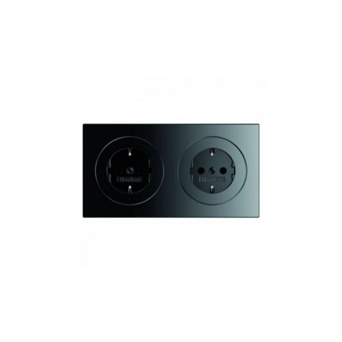  Штепсельная розетка SCHUKO, 2-местная с рамкой, черная, с блеском R.3 Berker 47202045
