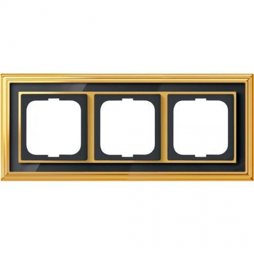  Рамка Dynasty Латунь полированная черное стекло 3-постовая ABB 1723-835-500