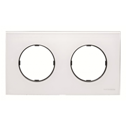  CB Рамка Skymoon Белое стекло 2-постовая ABB 8672