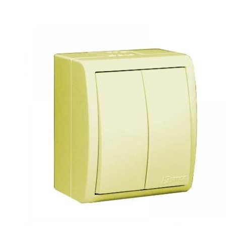  Выключатель двухклавишный с подсветкой, IP54, 10А 250В, винтовой зажим, S15 Aqua, слоновая кость Simon 15 Aqua 1594399-031