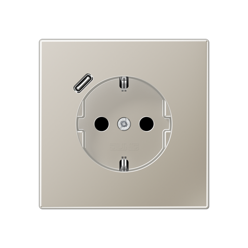  Нержавеющая сталь Розетка SCHUKO® с USB-интерфейсом с 1 USB-портом типа A LS серия ES1520-18C-L