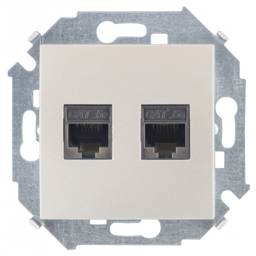  Розетка компьютерная двойная RJ45 кат.5e (AMP), шампань Simon 15 1591552-034