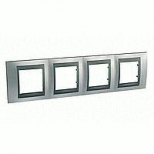  Рамка Unica Top Хром матовый / Графит 4-постовая Schneider Electric MGU66.008.238