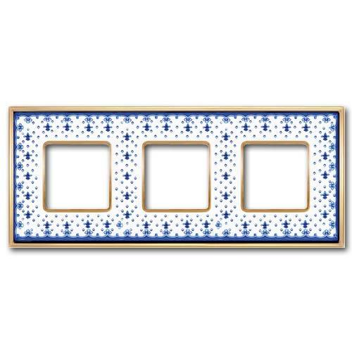  Рамка Vintage Porcelain Blue LYS / Золото 3-постовая Fede FD01343AZOB