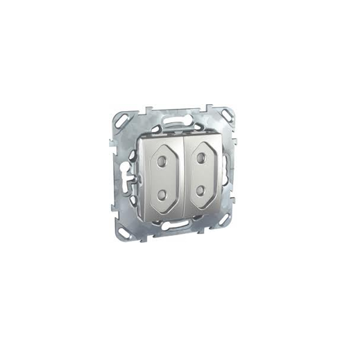  Розетка 2 мод 10 а со шторками (винт. зажим) алюминий Schneider Electric MGU5.3131.30ZD
