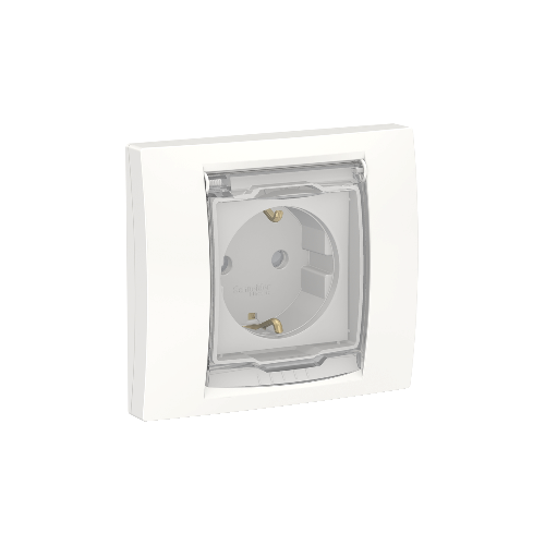 Розетка с заземл., со шторками, с крышкой, IP44, Белый Schneider Electric NU003718