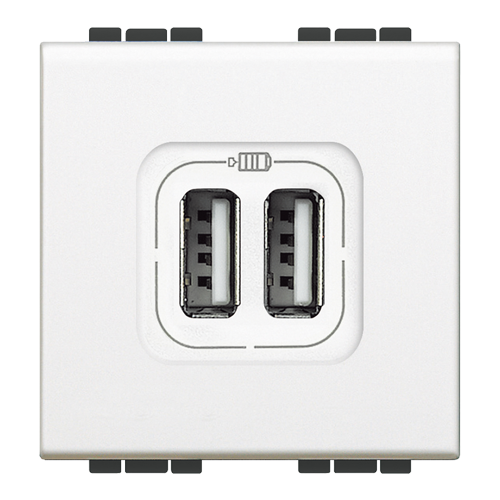  LivingLight разъем д/зарядки 2хUSB бел Bticino N4285C2