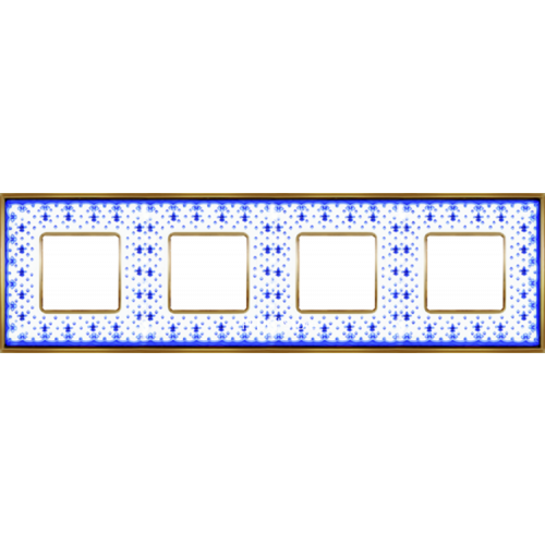 Рамка Vintage Porcelain Blue LYS / Золото 4-постовая Fede FD01344AZOB