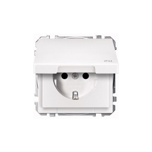  Механизм розетки SCHUKO с крышкой, белый Merten MTN2414-4019