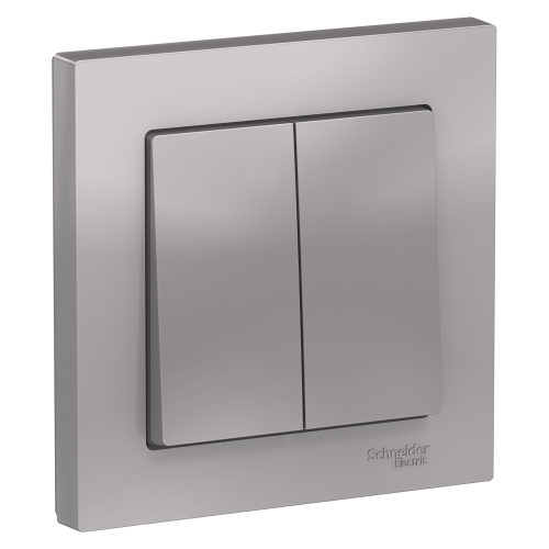  Atlasdesign 2-клавишный Выключатель, сх.5, 10АХ, в сборе, Алюминий Schneider Electric ATN000352
