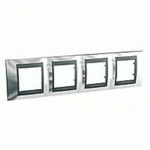  Рамка Unica Top Хром / Графит 4-постовая Schneider Electric MGU66.008.210