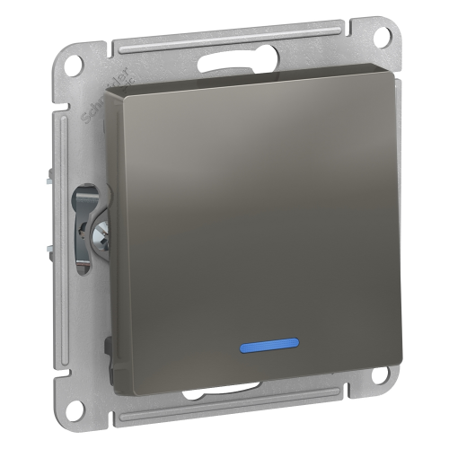  Atlasdesign 1-клавишный Выключатель с подсветкой, сх.1а, 10АХ, механизм, Сталь Schneider Electric ATN000913