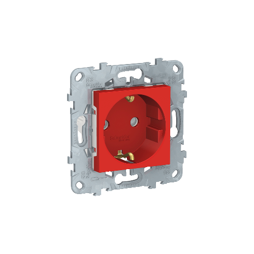  Розетка с заземлением, со шторками, винт. зажим, 16 А, 250 В, ЫЙ Красный Schneider Electric NU503703