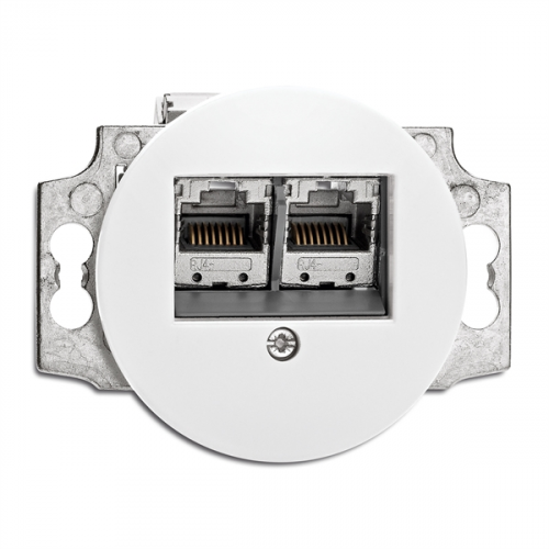  Розетка компьютерная RJ45 Porcelain, Duroplast центральная вставка. Двойная (real.Cat.6a) THPG 181978