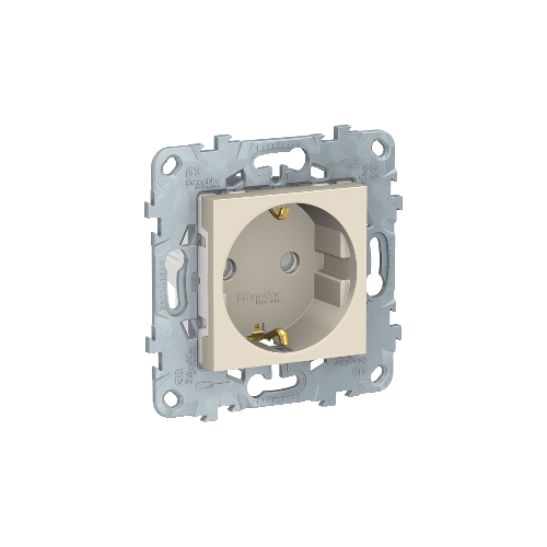  Розетка с заземлением, со шторками, винт. зажим, 16 А, 250 В, Бежевый Schneider Electric NU503744